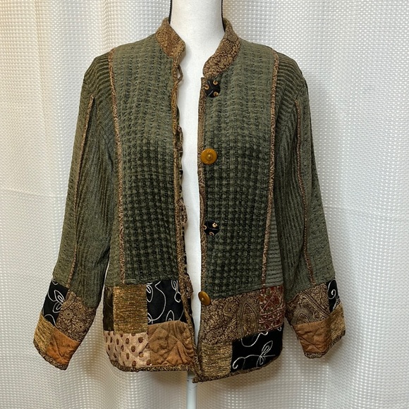 Vintage Jackets & Blazers - Vintage Flashbacks Jacket Patchwork Embroidered Buttons Size Small Blazer